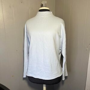Frank & Eileen Effie Light Blue Long Sleeve Funnel Neck Sweatshirt Size Medium